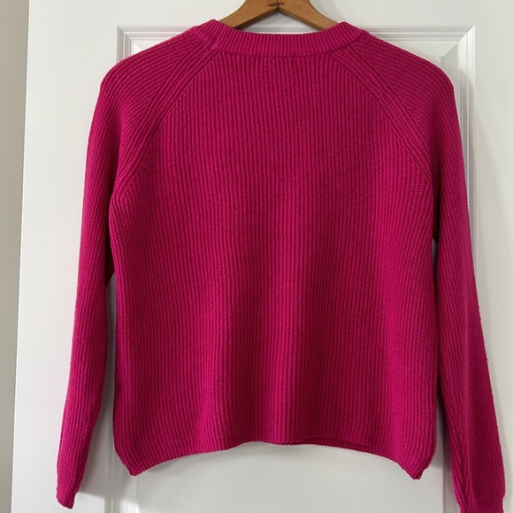 Tahari Electric Pink Ribbed Crew Neck Sweater Size XL Viscose Polyester Nylon - Picture 7 of 12